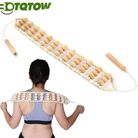 1PC Wood Back Massage Roller Rope Tool,Lymphatic Drainage,Wood Therapy Massage Tools,Handheld Massage Strap for Back Whole Body